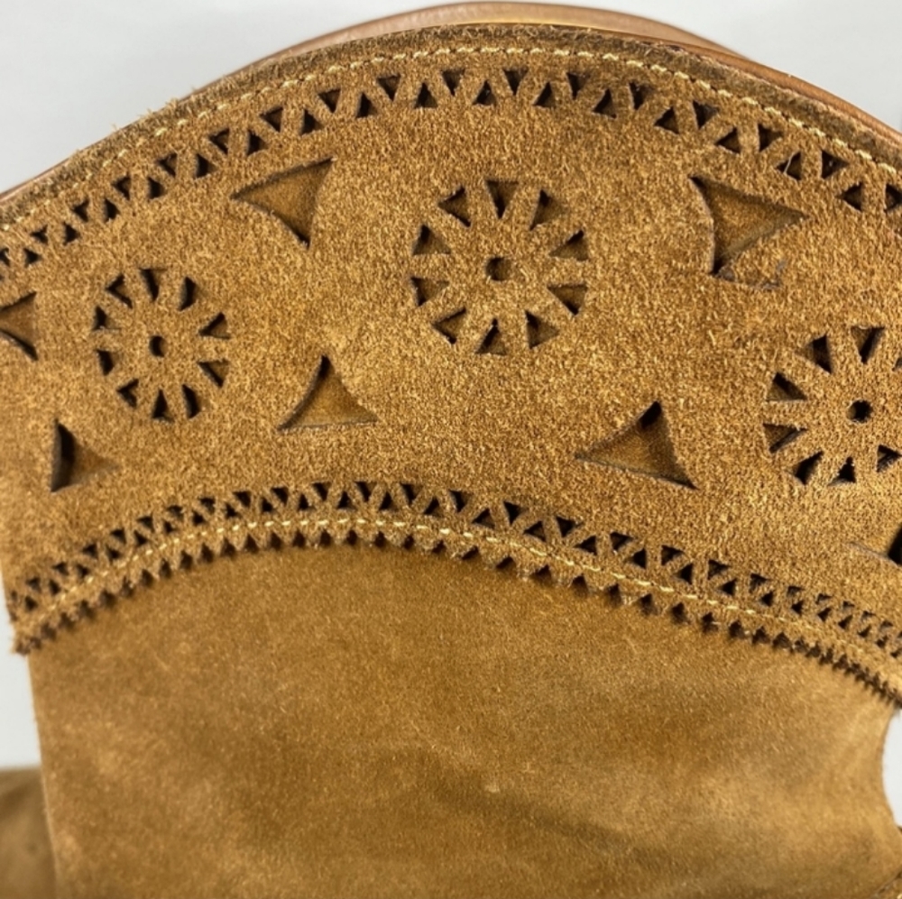 Me Too Julia Western Cowgirl Cut Out Vintage Suede Leather Booties Sz 10 - Picture 2 of 3